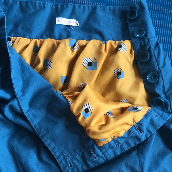 Tulle Blue Khaki Twee Mini Skirt Small - Picture 4 of 7